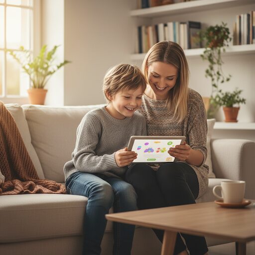 A parent and child learning together with LearnRocketAI
